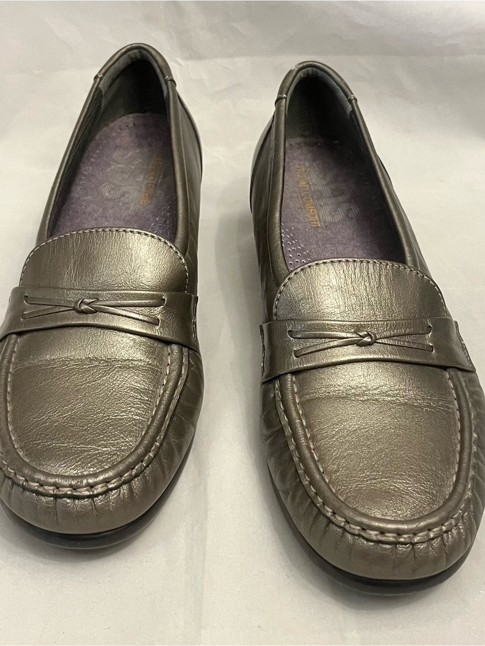 SAS Women’s Metallic Gray Slip-On Loafers 7.5